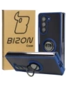 Etui s úchytem na prst Bizon Case Hybrid Ring do Samsung Galaxy Z Fold5 kouřové s modrým rámem