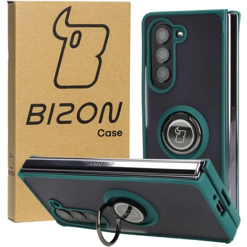 Buy Bizon Case Hybrid Ring Samsung Galaxy Z Fold5 smoky with a dark green frame - BIZ1844 - {ean13} - Home Screen Store Europe