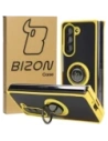 Bizon Case Hybrid Ring Samsung Galaxy Z Fold5 smoky with a yellow frame