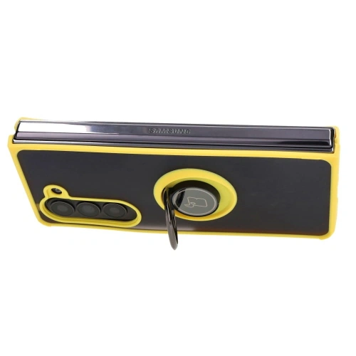 Kup Etui s držákem na prst Bizon Case Hybrid Ring pro Samsung Galaxy Z Fold5 kouřové s žlutým rámem - BIZ1846 - {ean13} - Sklep Home Screen