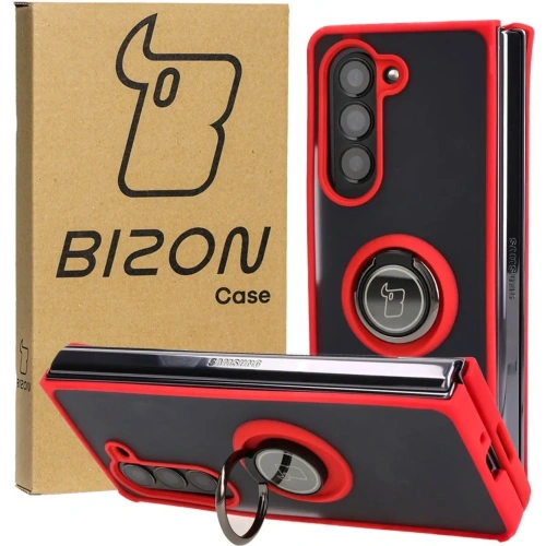 Kup Etui s úchopem na prst Bizon Case Hybrid Ring pro Samsung Galaxy Z Fold5 kouřové s červeným rámem - BIZ1850 - {ean13} - Sklep Home Screen