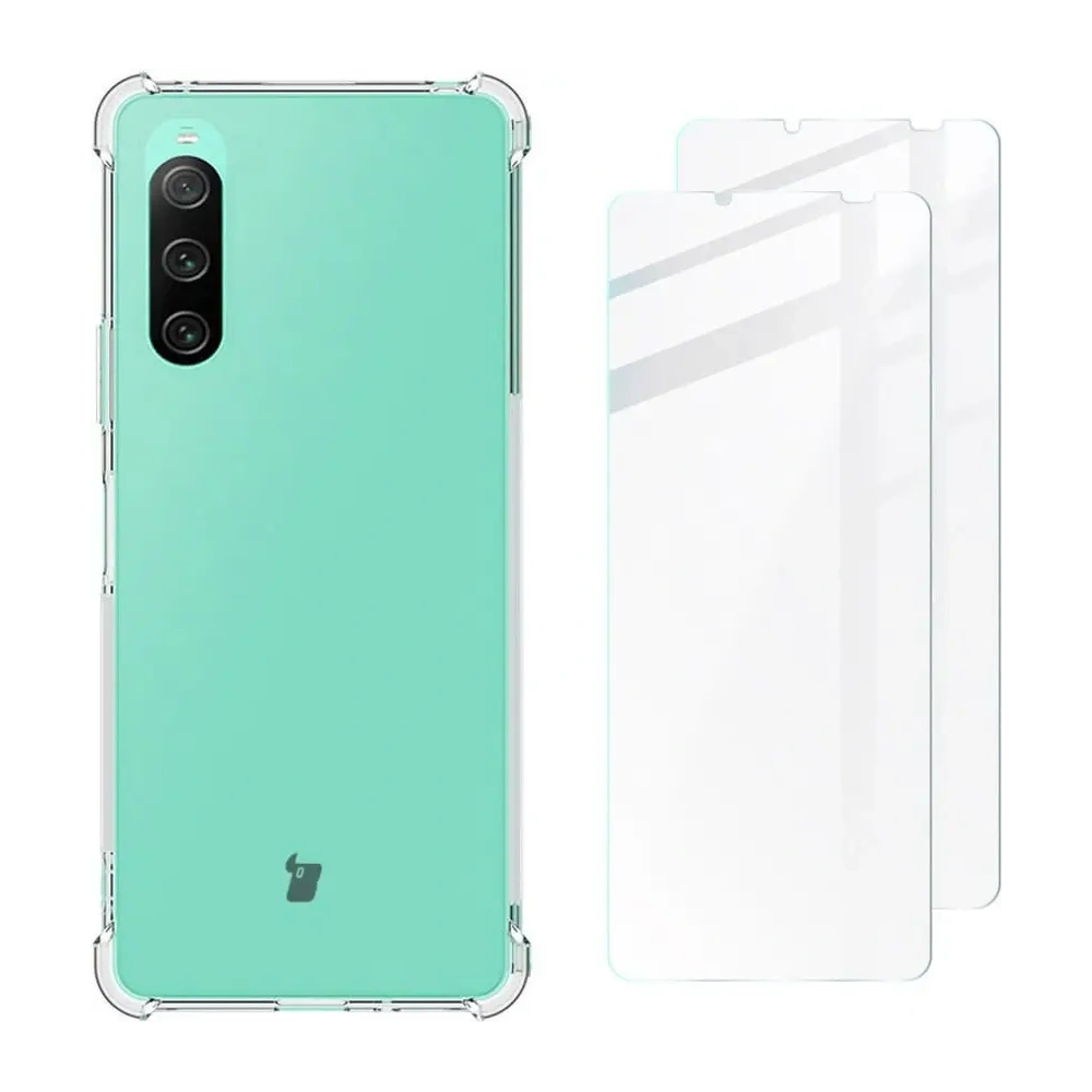 Etui + 2x szkło na ekran Bizon Case Clear Pack do Sony Xperia 10 V przezroczyste