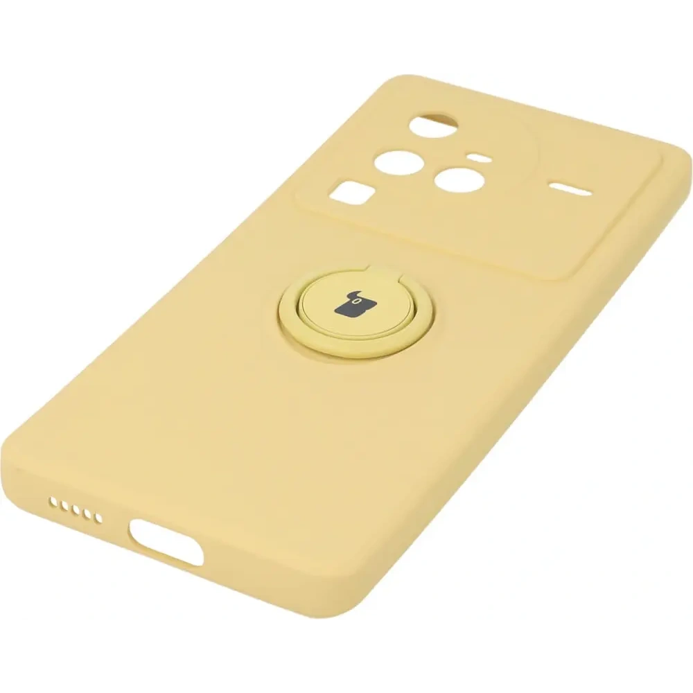 Etui Bizon Case Silicone Ring Sq do VIVO X80 Pro żółte