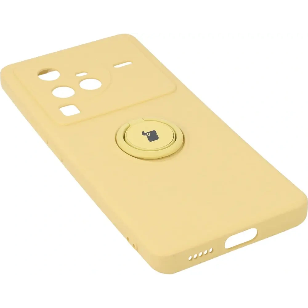 Etui Bizon Case Silicone Ring Sq do VIVO X80 Pro żółte