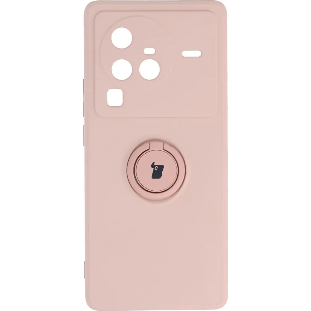 Etui Bizon Case Silicone Ring Sq do VIVO X80 Pro jasnoróżowe