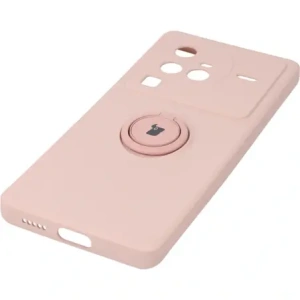 Etui Bizon Case Silicone Ring Sq do VIVO X80 Pro jasnoróżowe