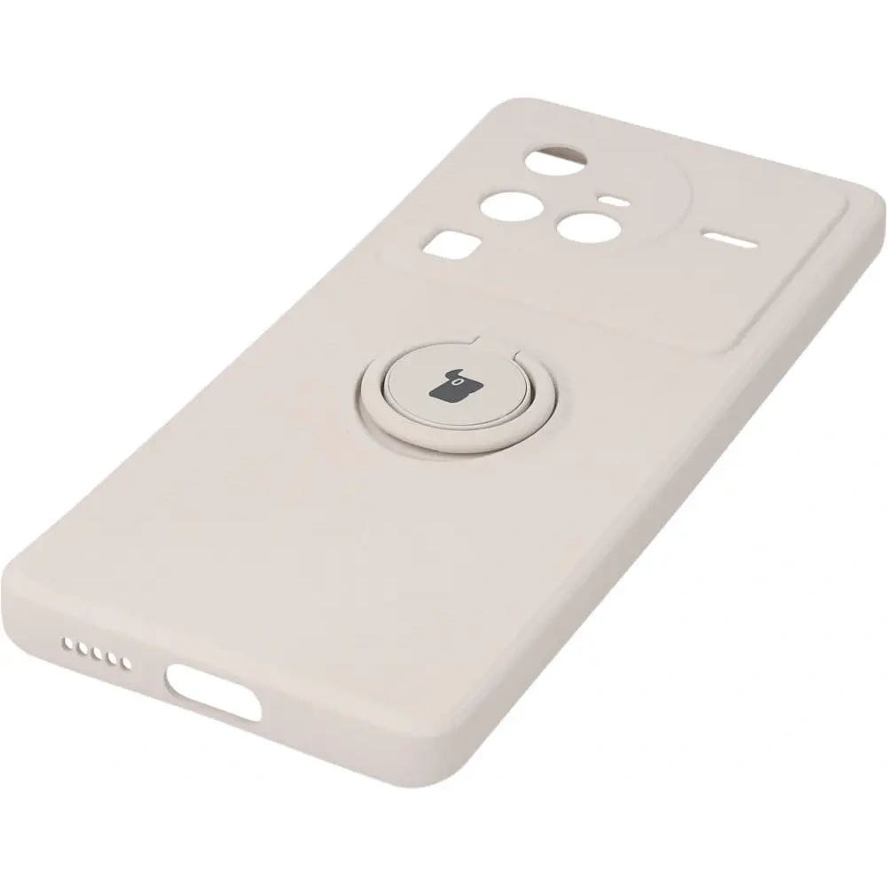 Etui Bizon Case Silicone Ring Sq do VIVO X80 Pro beżowe