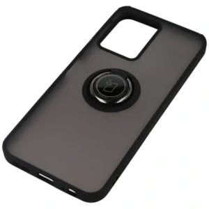 Etui z uchwytem na palec Bizon Case Hybrid Ring do Vivo Y16 / Y02 przydymione z czarną ramką