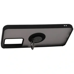 Etui z uchwytem na palec Bizon Case Hybrid Ring do Vivo Y16 / Y02 przydymione z czarną ramką