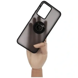 Etui z uchwytem na palec Bizon Case Hybrid Ring do Vivo Y16 / Y02 przydymione z czarną ramką