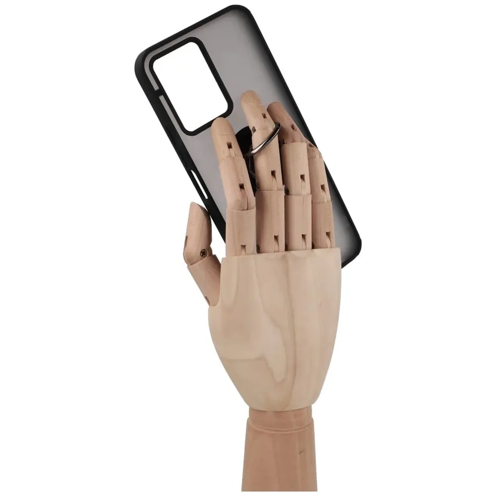 Etui z uchwytem na palec Bizon Case Hybrid Ring do Vivo Y16 / Y02 przydymione z czarną ramką