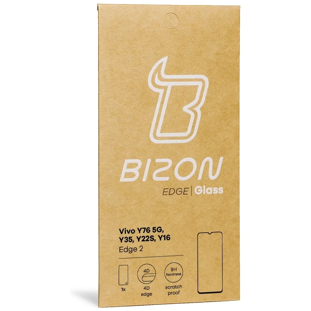 Szkło hartowane Bizon Glass Edge 2 do Vivo Y76 5G / Y35 / Y22s / Y16 czarne