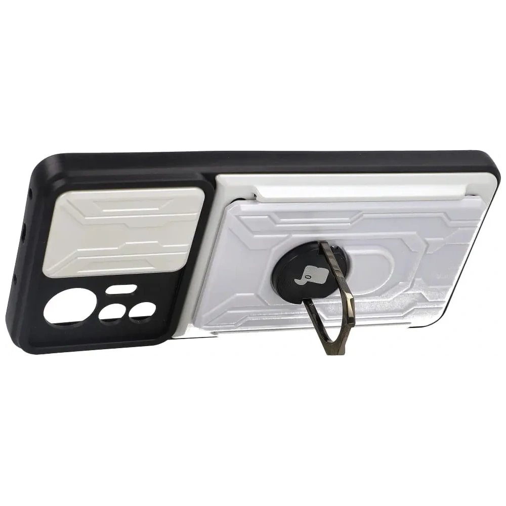 Etui Bizon Case Camshield Card Slot Ring do Xiaomi 12 Lite białe