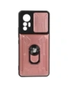 Etui Bizon Case Camshield Card Slot Ring do Xiaomi 12 Lite jasnoróżowe