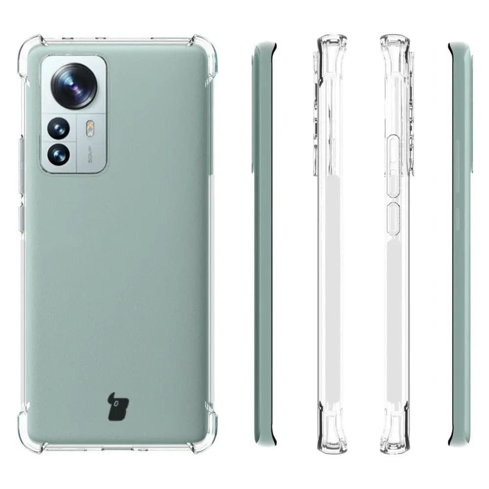 Etui + 2x folia + obiektyw Bizon Case Clear Pack do Xiaomi 12 Pro przezroczyste