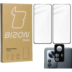 Buy Bizon Glass Edge 3D tempered glass - [2 PACK] + lens protection Xiaomi 12 Pro black - BIZ1922 - {ean13} - Home Screen Store Europe