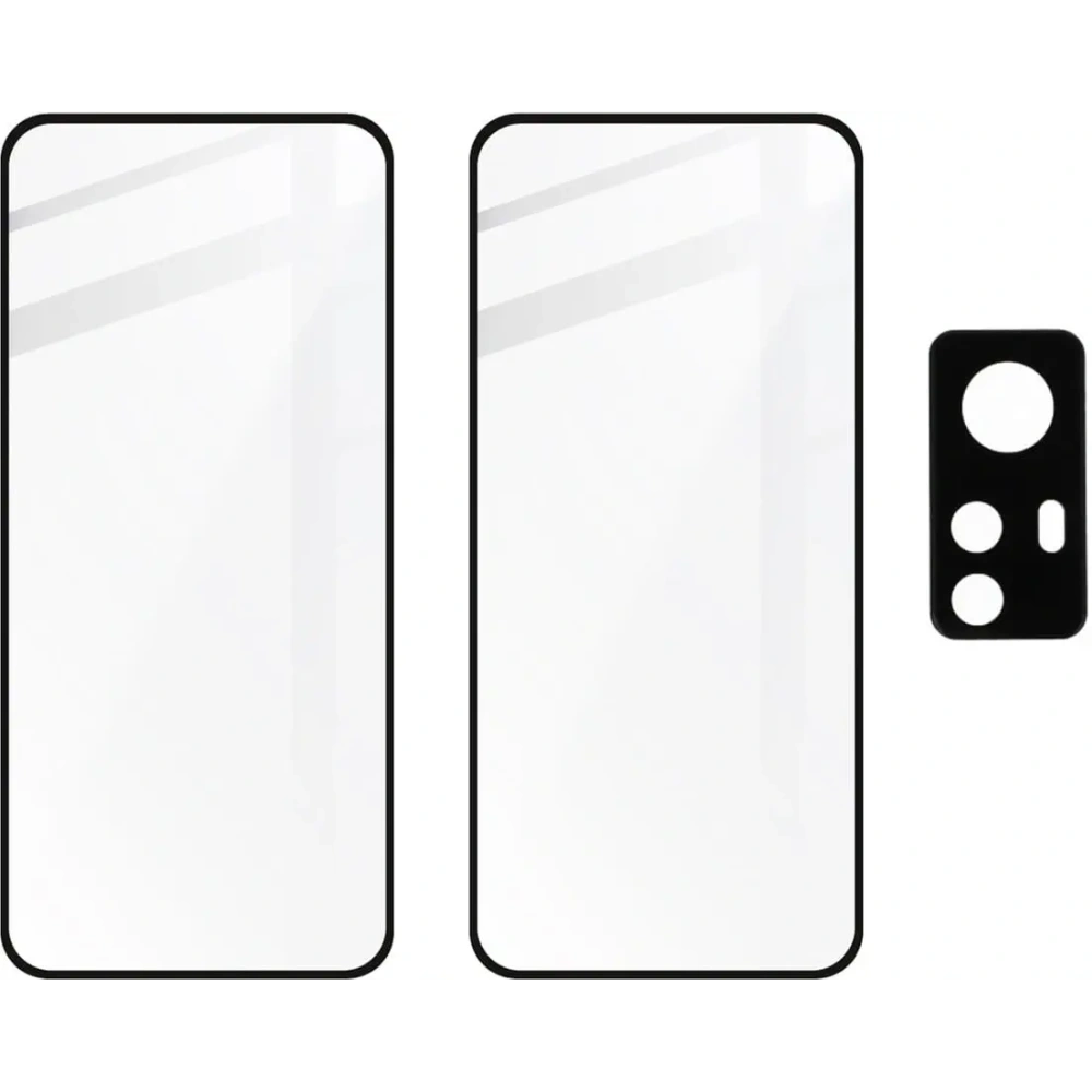 Szkło hartowane Bizon Glass Edge 3D - [2 PACK] + ochrona na obiektyw Xiaomi 12 / 12X czarne
