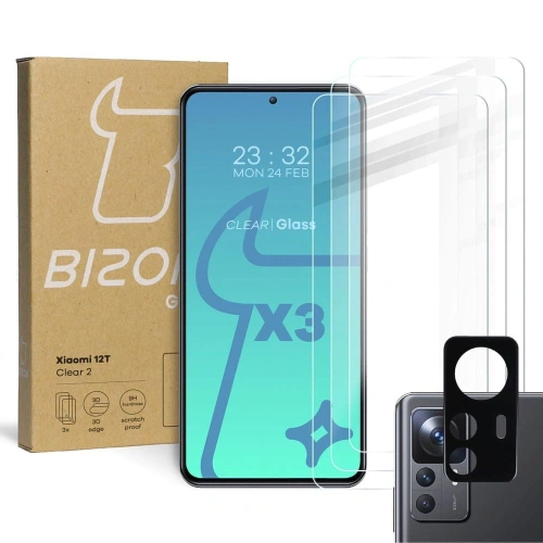 Buy BIZON Clear 2 3x screen glass + camera glass Xiaomi 12T - BIZ1935 - {ean13} - Home Screen Store Europe