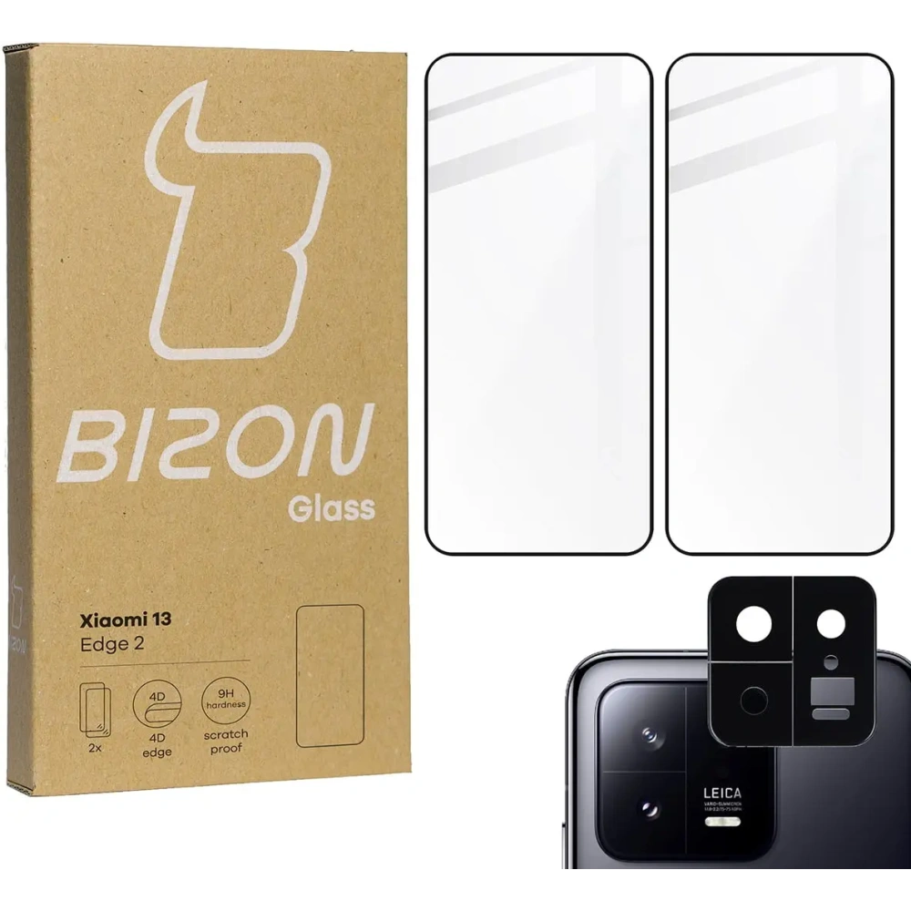 2x Szkło na ekran + szkło na aparat BIZON Edge 2 do Xiaomi 13