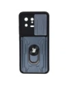 Etui Bizon Case Camshield Card Slot Ring do Xiaomi 13 szare