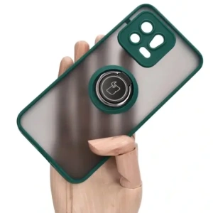 Bizon Case Hybrid Ring Xiaomi 13 smoky with a dark green frame
