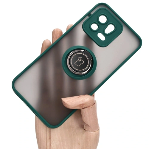 Kup Etui s úchytem na prst Bizon Case Hybrid Ring do Xiaomi 13 kouřové s tmavě zeleným rámečkem - BIZ1970 - {ean13} - Sklep Home Screen