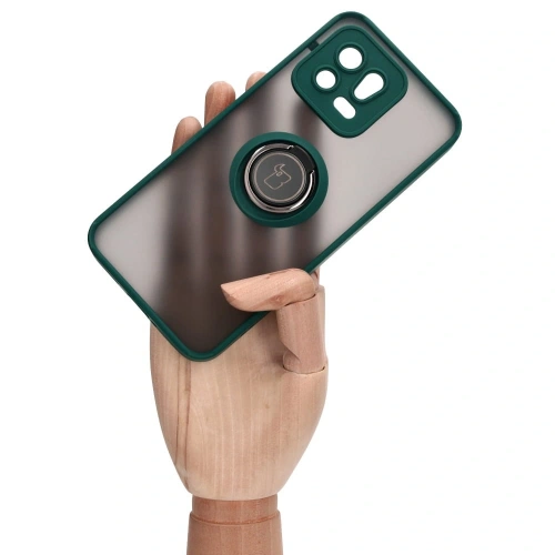 Kup Etui s úchytem na prst Bizon Case Hybrid Ring do Xiaomi 13 kouřové s tmavě zeleným rámečkem - BIZ1970 - {ean13} - Sklep Home Screen