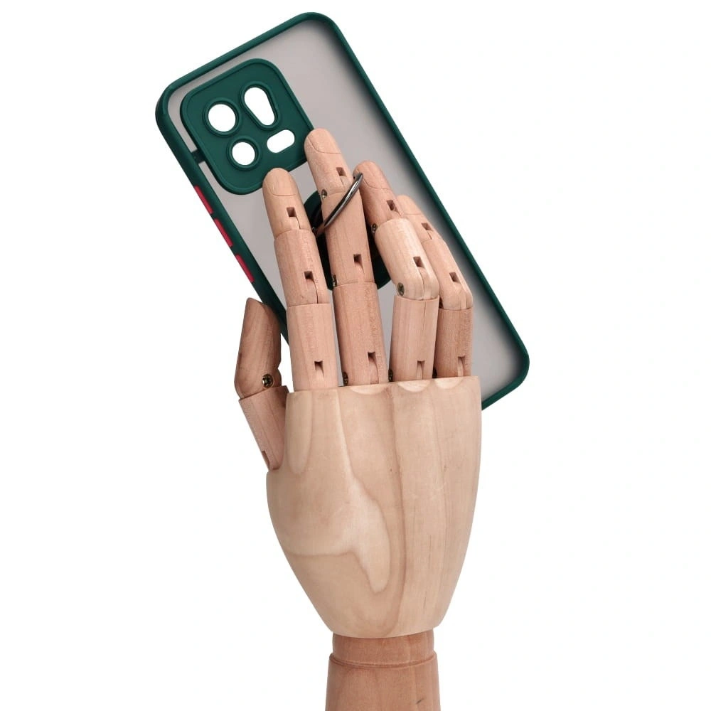 Etui z uchwytem na palec Bizon Case Hybrid Ring do Xiaomi 13 przydymione z ciemnozieloną ramką