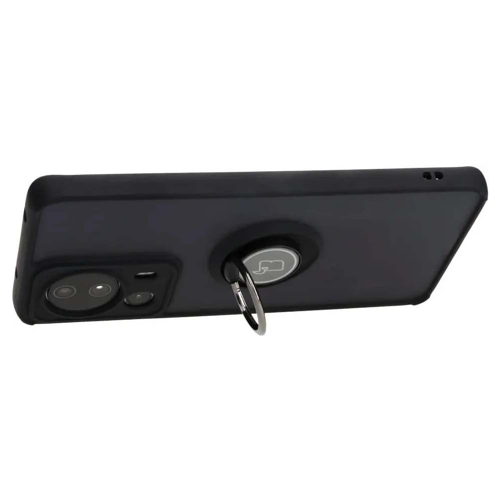 Etui z uchwytem na palec Bizon Case Hybrid Ring do Xiaomi 13 Lite przydymione z czarną ramką