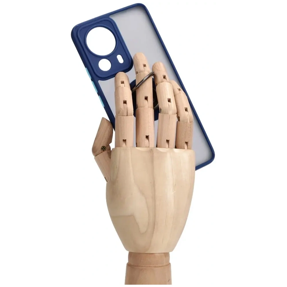 Etui z uchwytem na palec Bizon Case Hybrid Ring do Xiaomi 13 Lite przydymione z granatową ramką