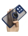 Etui s úchytem na prst Bizon Case Hybrid Ring pro Xiaomi 13 Pro kouřové s modrým rámečkem