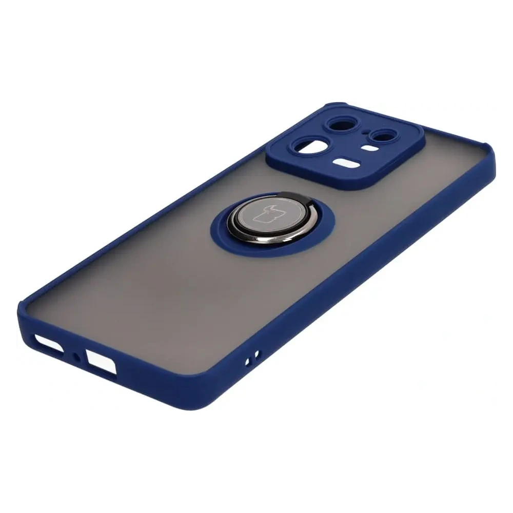 Etui z uchwytem na palec Bizon Case Hybrid Ring do Xiaomi 13 Pro przydymione z granatową ramką