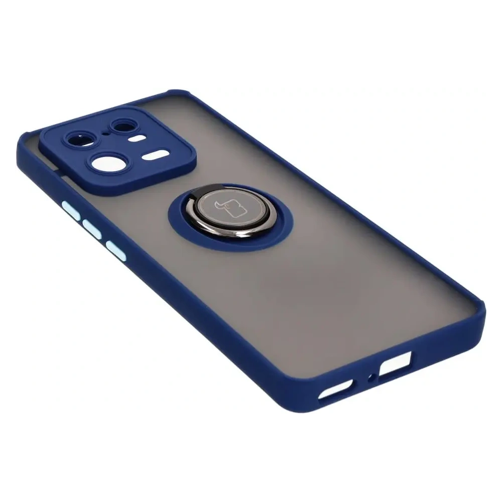 Etui z uchwytem na palec Bizon Case Hybrid Ring do Xiaomi 13 Pro przydymione z granatową ramką