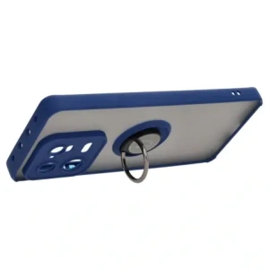 Etui s úchytem na prst Bizon Case Hybrid Ring pro Xiaomi 13 Pro kouřové s modrým rámečkem