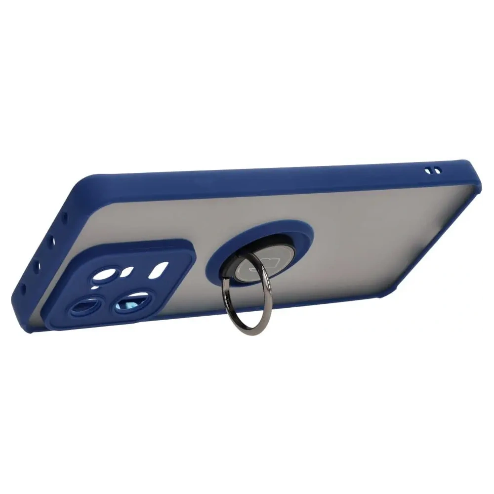 Etui z uchwytem na palec Bizon Case Hybrid Ring do Xiaomi 13 Pro przydymione z granatową ramką