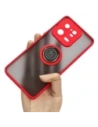 Etui s držákem na prst Bizon Case Hybrid Ring pro Xiaomi 13 Pro kouřové s červeným rámečkem