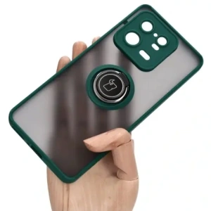 Kup Etui z uchwytem na palec Bizon Case Hybrid Ring do Xiaomi 13 Pro przydymione z ciemnozieloną ramką - BIZ1988 - {ean13} - Sklep Home Screen