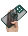 Etui s držákem na prst Bizon Case Hybrid Ring pro Xiaomi 13 Pro kouřové s tmavozeleným rámem