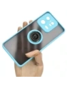 Bizon Case Hybrid Ring Xiaomi 13 Pro rauchig mit einem hellblauen Rahmen