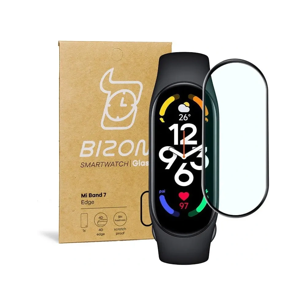 Szkło hybrydowe Bizon Glass Edge do Xiaomi Mi Smart Band 7 czarne
