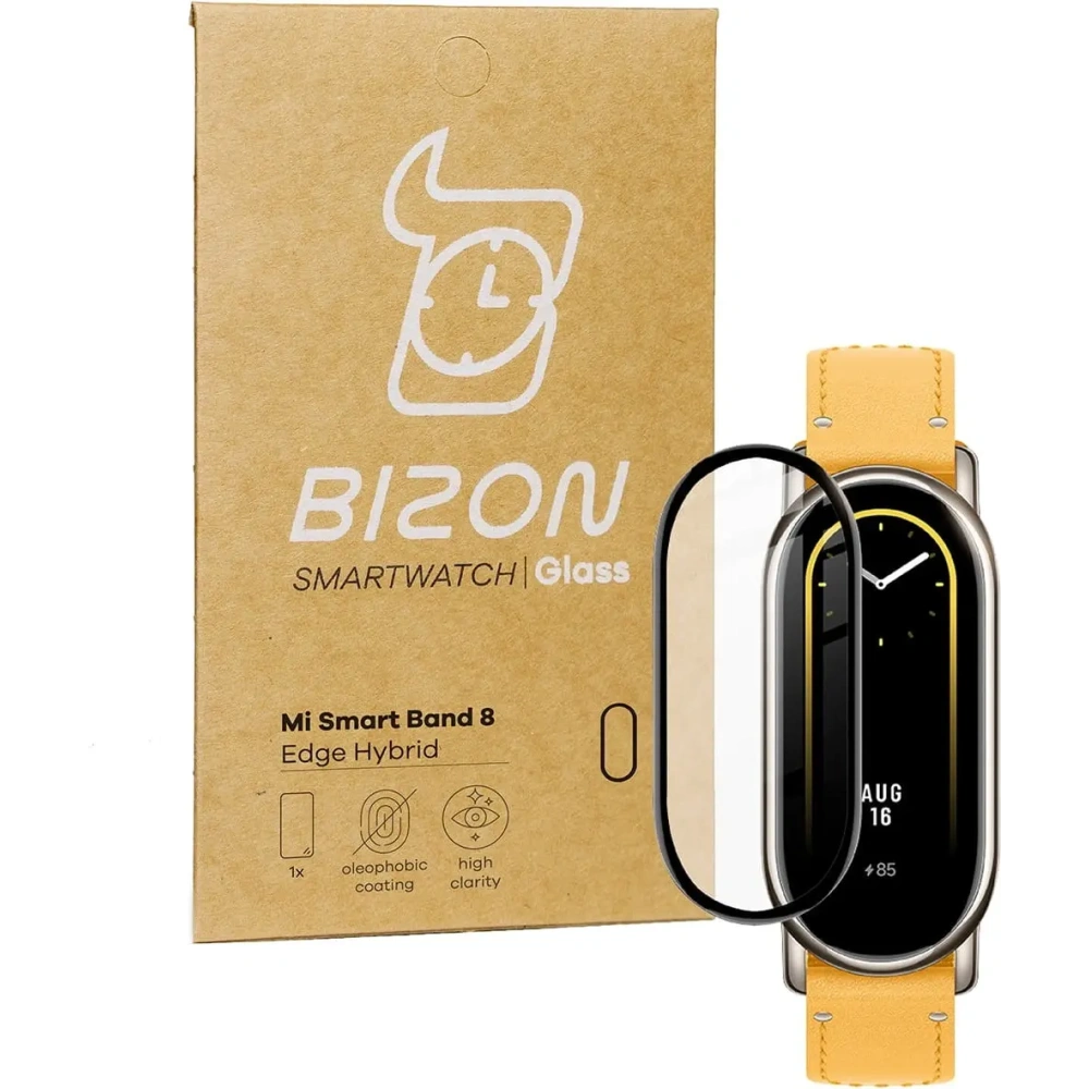 Szkło hybrydowe Bizon Glass Watch Edge Hybrid do Mi Smart Band 8 czarne