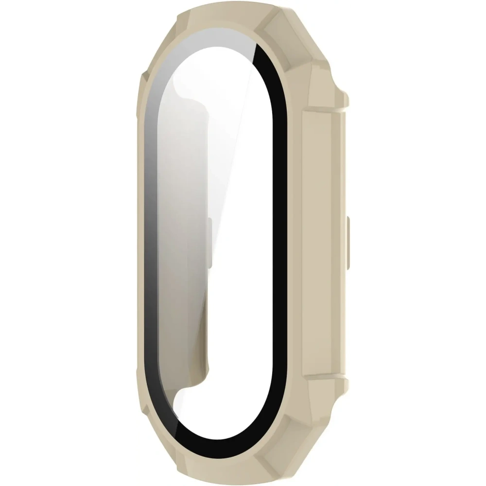 Etui Bizon Case+Glass Set do Xiaomi Mi Smart Band 8 beżowe