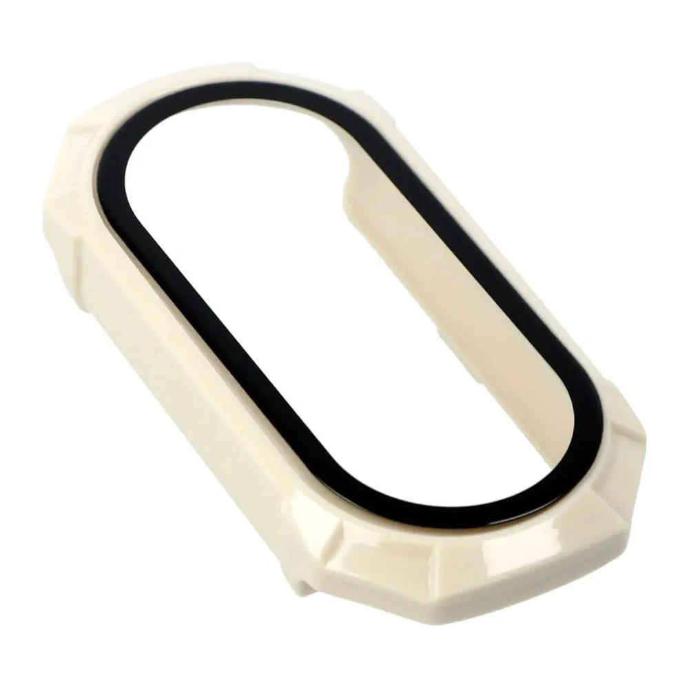 Etui Bizon Case+Glass Set do Xiaomi Mi Smart Band 8 beżowe