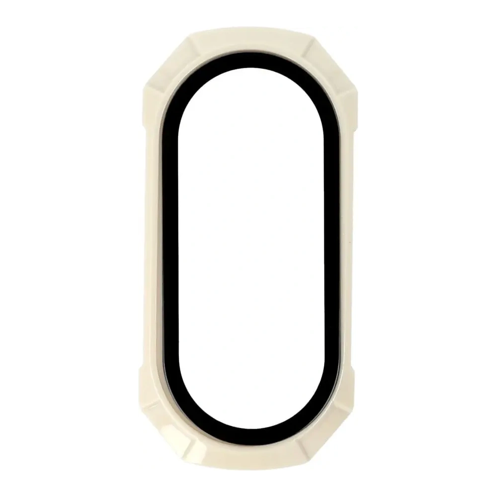 Etui Bizon Case+Glass Set do Xiaomi Mi Smart Band 8 beżowe