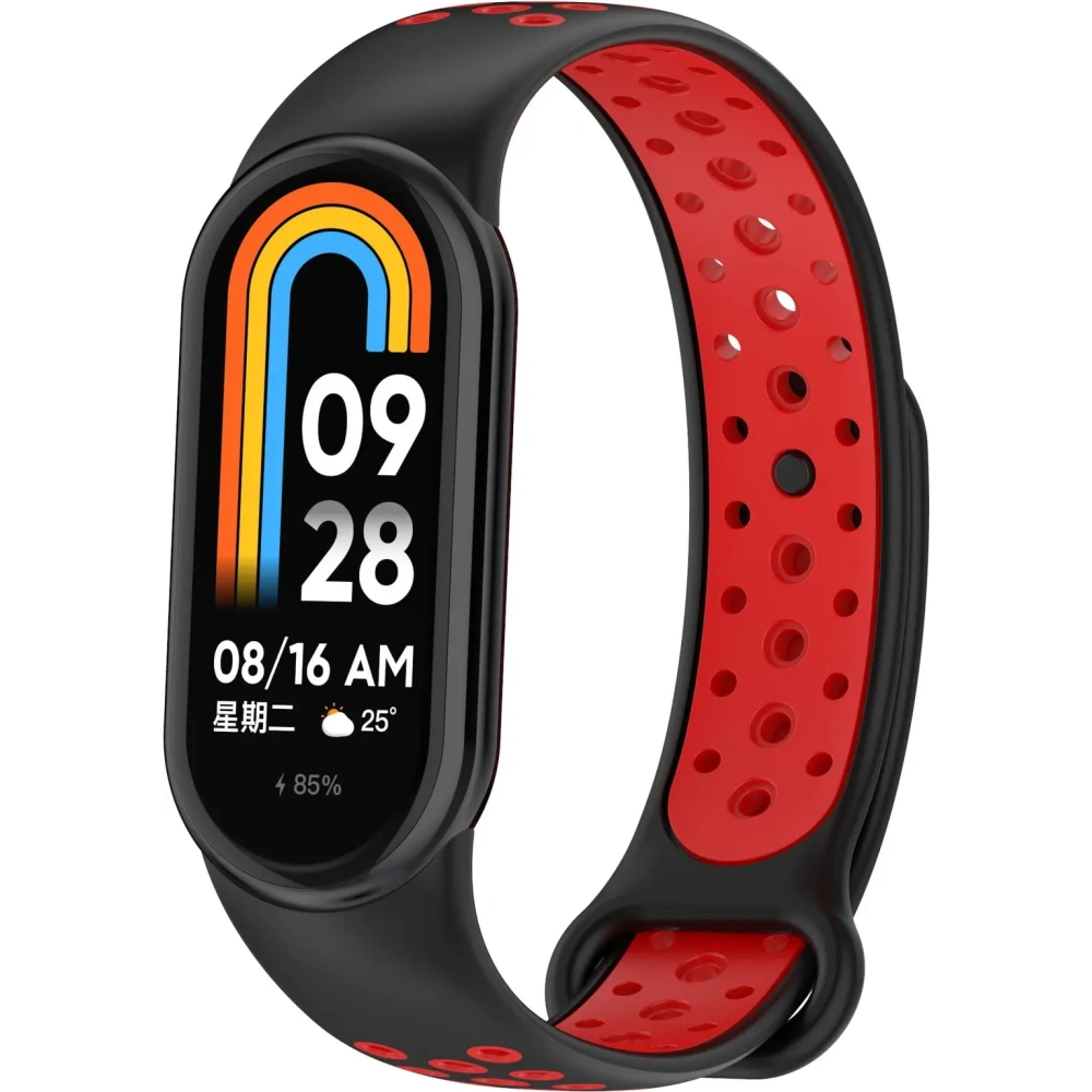 Pasek Bizon Strap Watch Octo do Xiaomi Mi Smart Band 8 czarno-czerwony