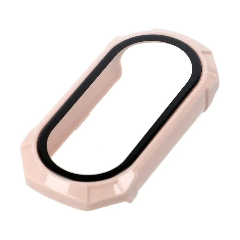 Etui Bizon Case+Glass Set do Xiaomi Mi Smart Band 8 różowe