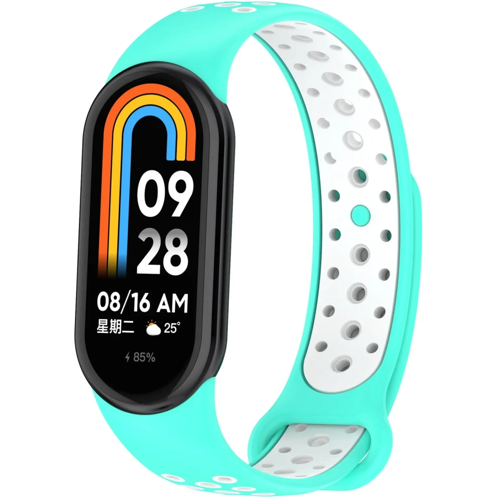 Pasek Bizon Strap Watch Octo do Xiaomi Mi Smart Band 8 miętowo-biały