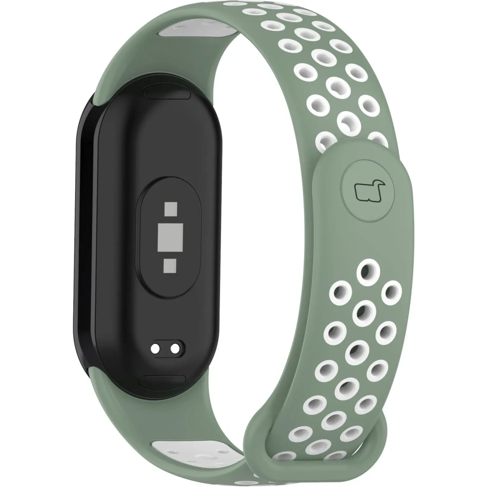 Pasek Bizon Strap Watch Octo do Xiaomi Mi Smart Band 8 zielono-biały