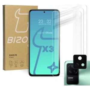 Buy Bizon Glass Clear tempered glass - 3 pcs. + lens glass Xiaomi Poco F4 - BIZ2077 - {ean13} - Home Screen Store Europe