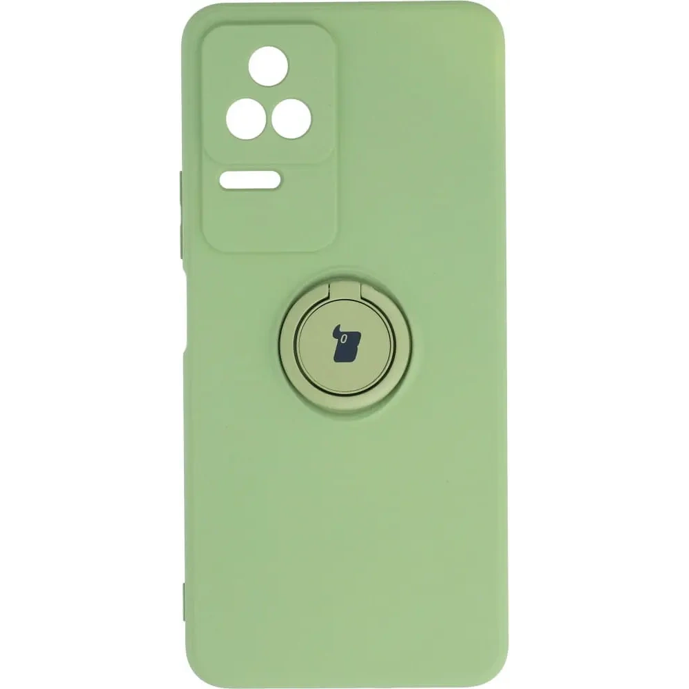 Etui Bizon Case Silicone Ring Sq do Xiaomi Poco F4 jasnozielone